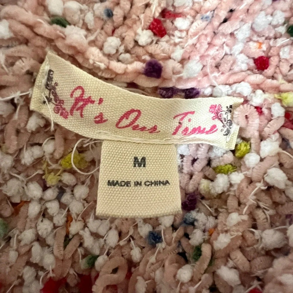 Confetti Fringe Pink Chunky Knit Sweater - Medium - Picture 5 of 5